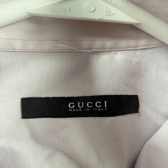 Gucci Purple Size 15 Long Sleeve Button Up Shirt Italy Made Authentic Cotton Mix - Picture 16 of 16